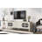 TV Stand with Fluted Glass Doors, 2 Drawers, 2 Cabinets and Wood Legs-395478072