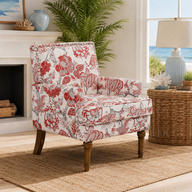 Chaise d'appoint 27 po Coastal, Rouge/blanc