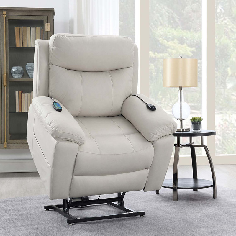 Fauteuil inclinable électrique Chriki avec levage, chauffage et massage, tissu beige