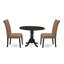 L'ensemble de 3 tables de salle à manger modernes comprend une table ronde en bois avec Dropleaf et 2 chaises de salle à manger Parson en tissu beige clair, 42 x 42 pouces, blanc lin-1577817842-1577809599-1577809598