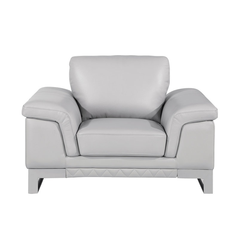 Chaise en cuir italien à grain supérieur, Gris clair