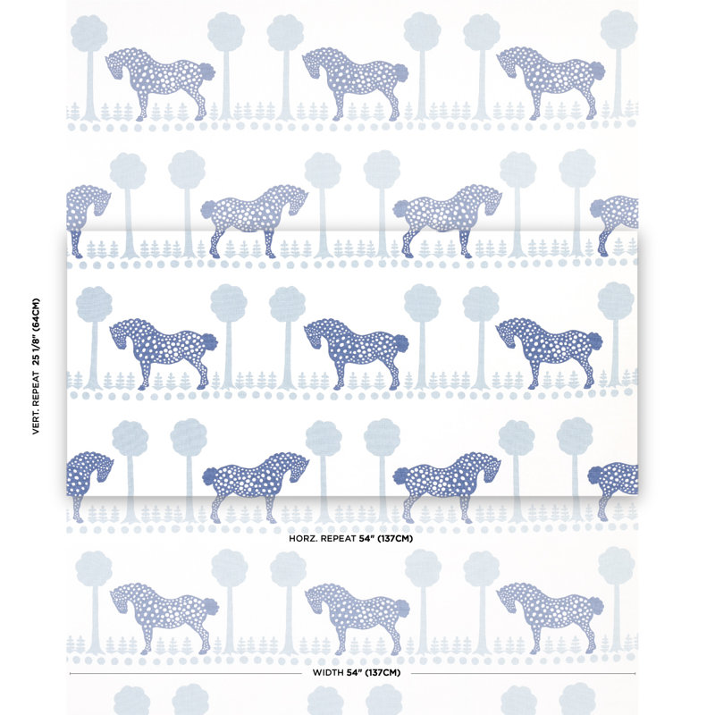 Polka Dot Pony Fabric, Blue
