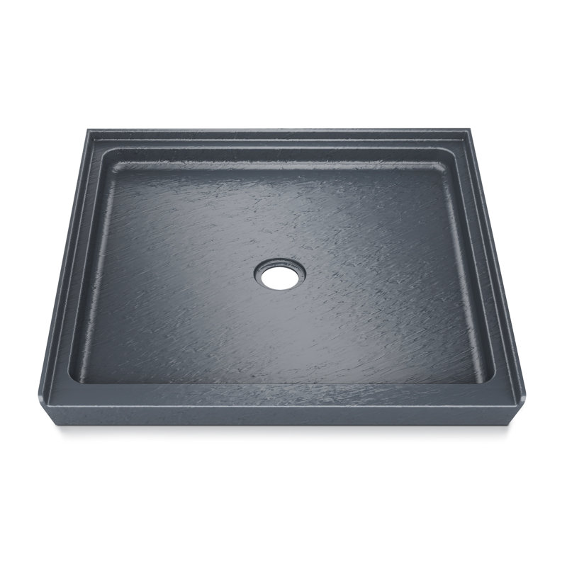 36" x 36" Shower Base, Alcove Acrylic Shower Pan with Center Drain, Low Profile Slip-Resistant Design, Integrated Flange, Slate Gray