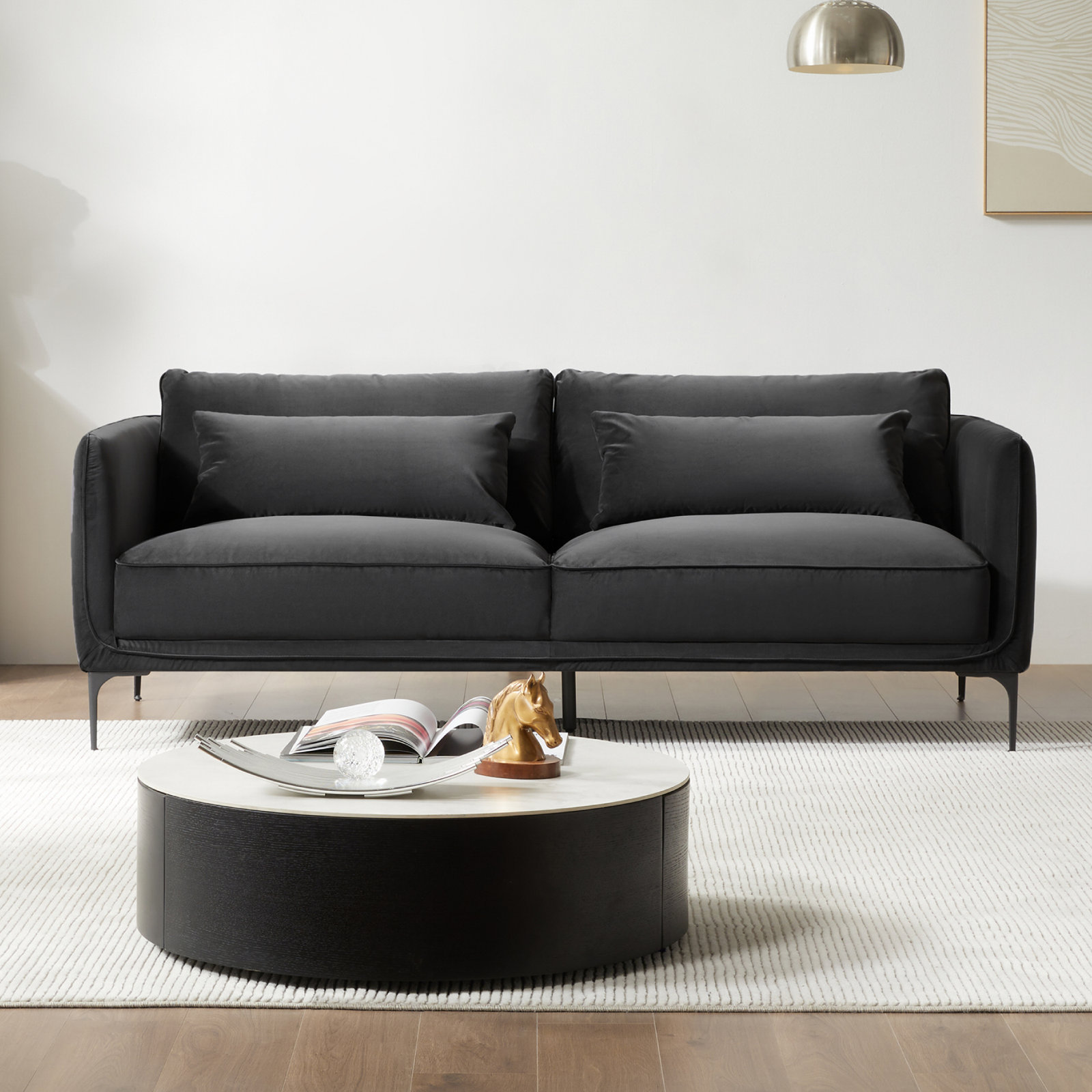 Rae 84'' Upholstered Sofa, Gray Velvet