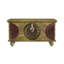Table basse 33 "en bois brun et vert patiné