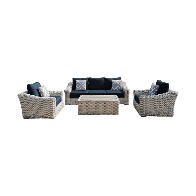 Sommer 5 - Person Patio Conversation Set with Cushions, Blue