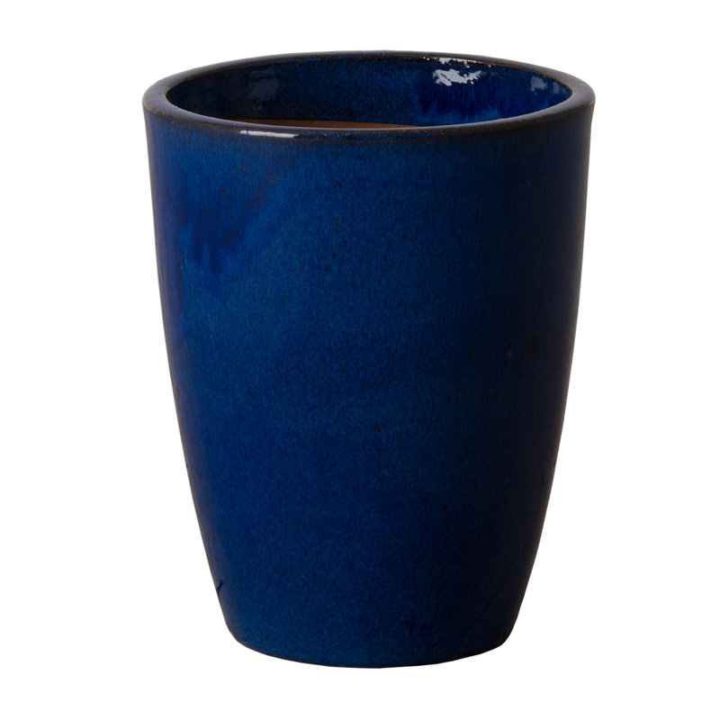 Pot à fleurs en céramique Polygala, H 21 po x l 18 po x p 18 po, Bleu