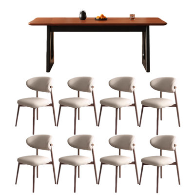Solid wood rectangular dining table with black leg