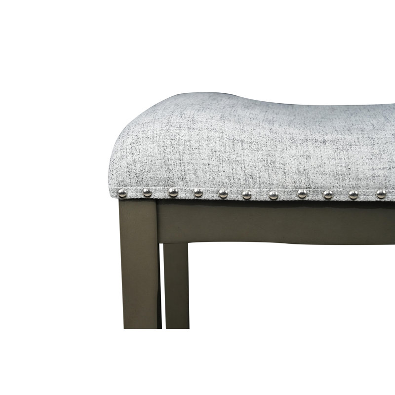 Azalea Park Upholstered Wood Saddle Stool, Gray, 29