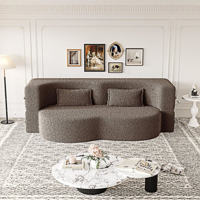 Convertible Sleeper Sofa Bed Floor Sofa with 2 Pillows