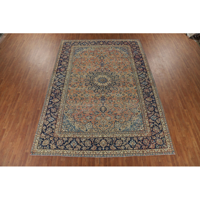 Tapis traditionnel rétro en laine orange 10 x 13