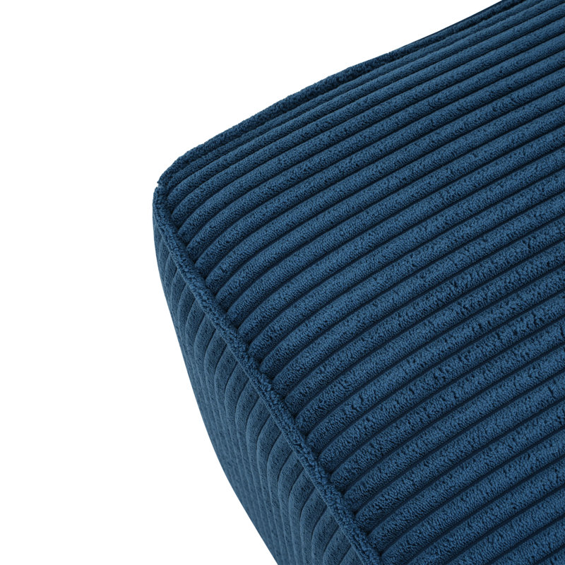 Upholstered Square Ottoman, Blue Corduroy