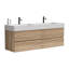 Meuble-lavabo de 60 po (30 po * 2) avec lavabo en quartz blanc et tiroirs en chêne brut Grace, meuble-lavabo mural flottant, lavabo une pièce sans drain ni robinet, KD