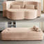 Canapé-lit pliant convertible rose pleine grandeur, velours côtelé doux et respirant, rembourré de mousse, 2 coussins, canapé-lit sans assemblage rembourré de mousse, revêtement en velours côtelé, conception à 3 niveaux,-194137938