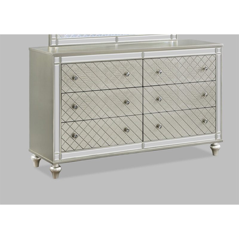 Commode de chambre à coucher 1 tiroir 6 pièces Glam