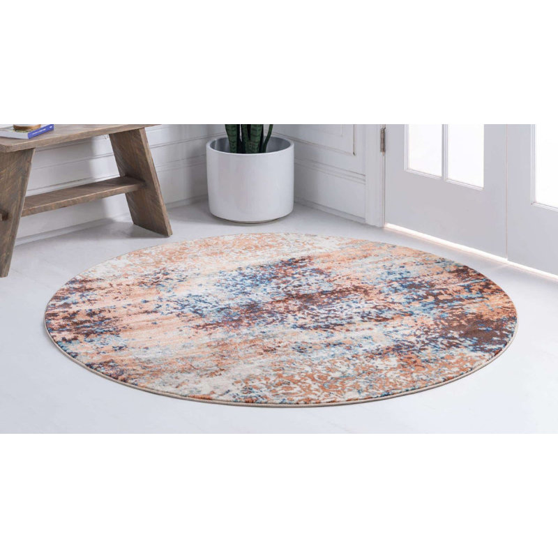 Tapis rond rond Ikat Crimson
