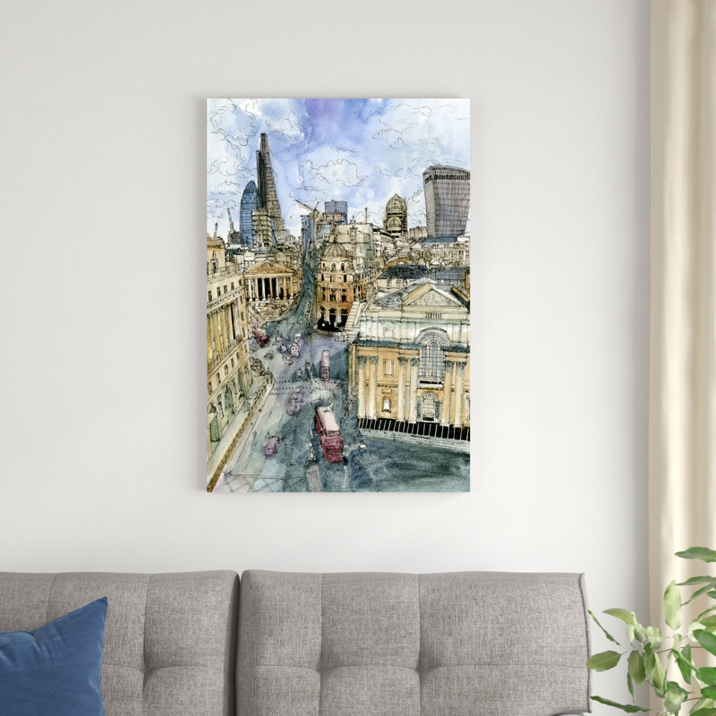 Scène de ville III, H 36 po x l 24 po x P 1,25 po