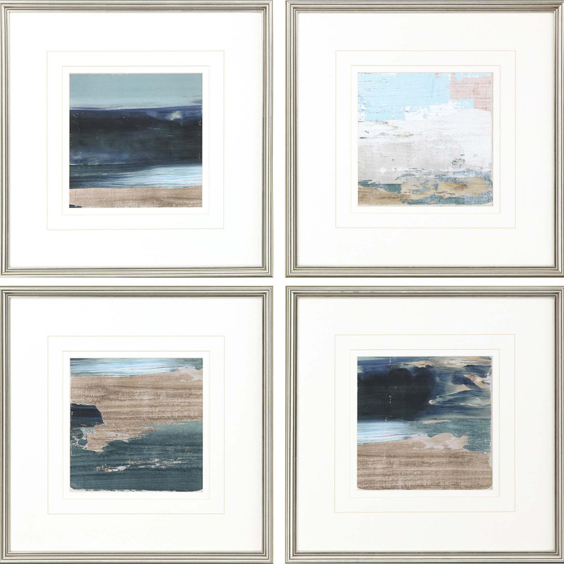 HomeRoots "Ensemble de quatre mosaïques rustiques, reproduction d'art encadrée", 4 pièces