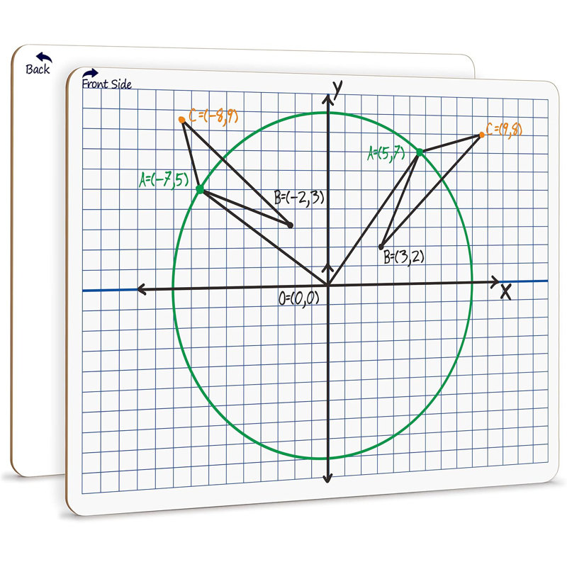 Scribbledo tableau effaçable à sec Xy Axis Graph 9 po x 12 po pour les étudiants et les classes