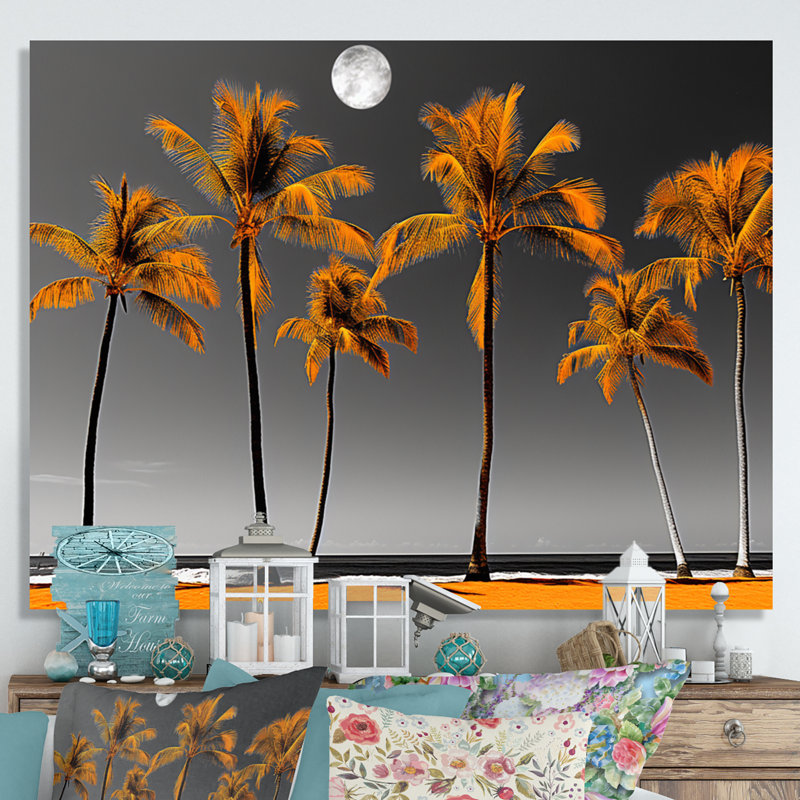 Hawaii Harmony of Yellow Palms sur impression sur toile, H 16 po x l 32 po x P 1 po, Toile tendue