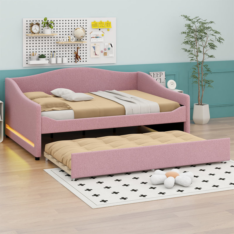 Anaiah Upholstered Daybed, Pink, Full