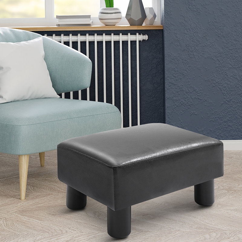 Ottoman Foot Rest, Small Foot Stool with Faux Leather Upholstery