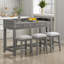 Ensemble de table de salle à manger 4 pièces, table de cuisine rétro et 3 chaises avec 3 tiroirs de rangement pour les petits espaces-680550459