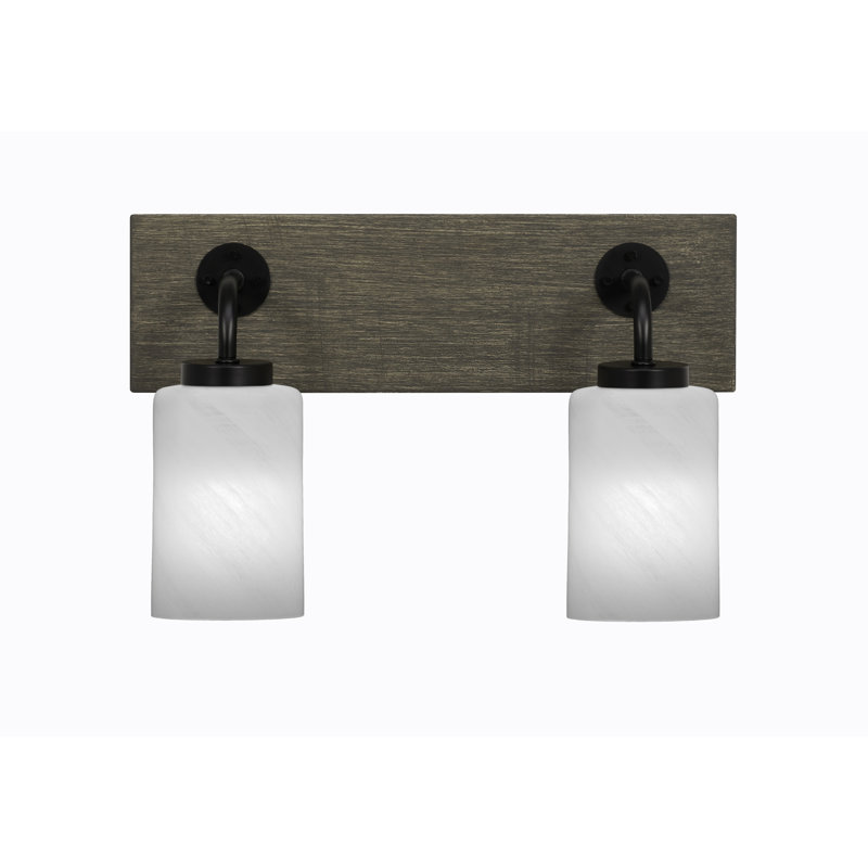 Barre d'éclairage de salle de bain 2 lumières Oxbridge, Blanc, Noir mat / gris