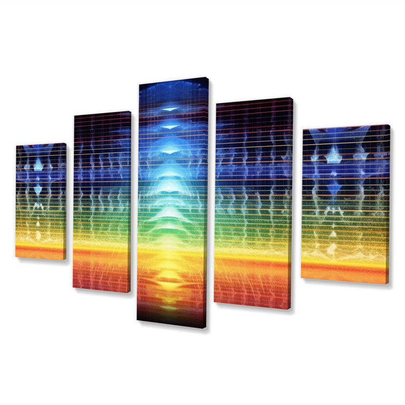 Waveform Spectrum Abstract Resonances X - Formes abstraites, reproduction sur toile - 5 panneaux