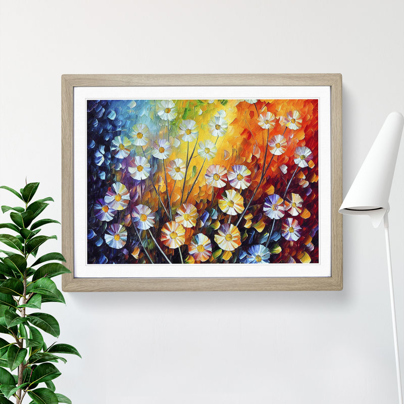 Mixed Flowers - Single Picture Frame Painting, 25cm H x 34cm W, Oak Framed