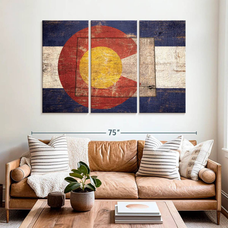 Borges State Map Over Colorado Flag, 42" H x 65" W