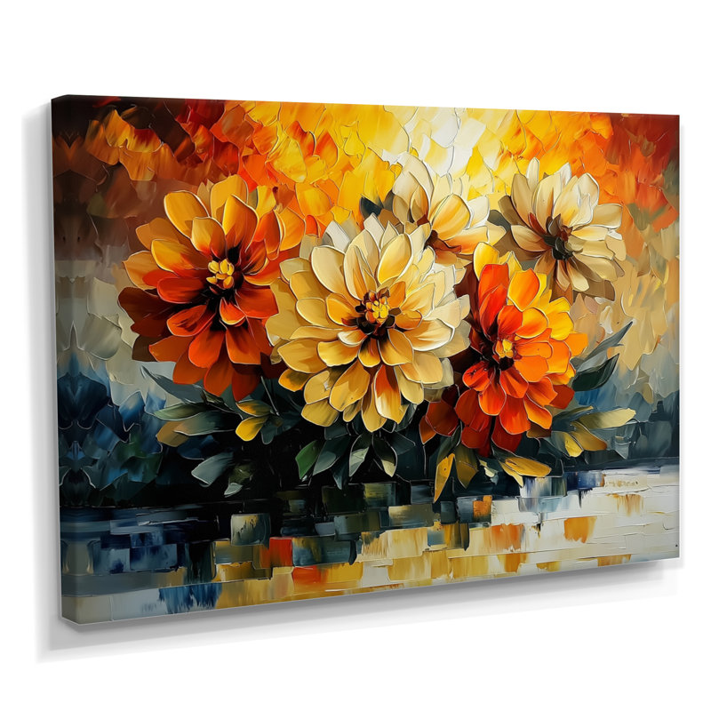 Abstrait orange Dahlia lueur III - Dahlia, reproduction d'art sur toile, H 30 po x l 40 po, Toile tendue, Ne s’applique pas