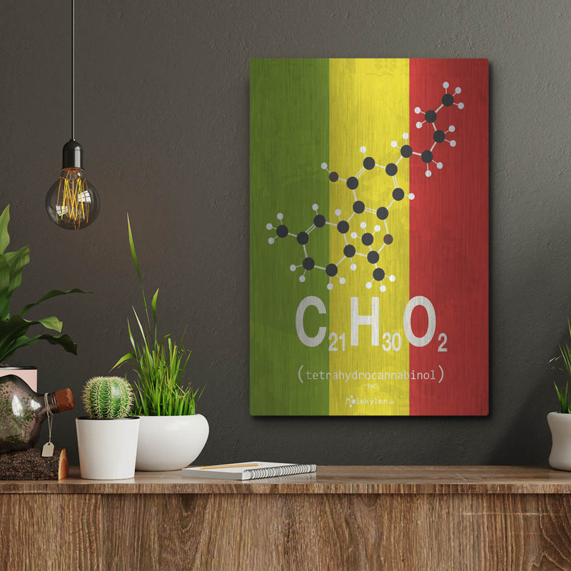 «Molecule THC 2» par Typelike, art mural en métal, H 16 po x l 12 po