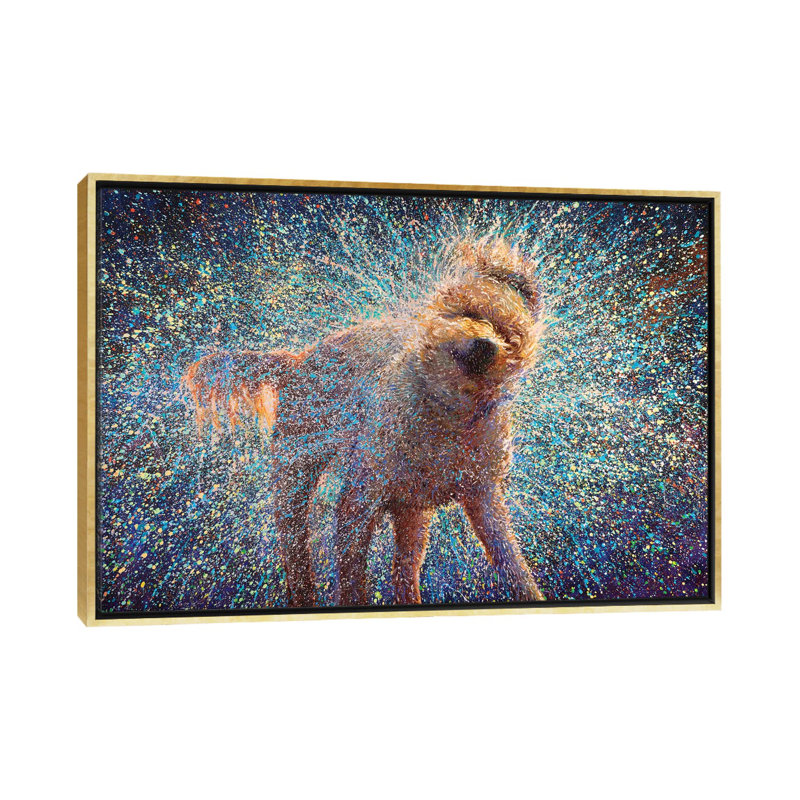 «Canis Rufus» par Iris Scott, reproduction d'art sur toile, H 32 po x l 48 po x 1,5 po, Toile encadrée d'or, Pas de tapis