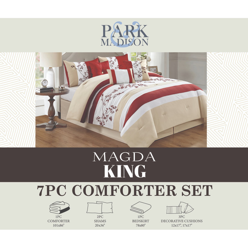Magda Polyester Striped Comforter, King Comforter + 6 Additional Pieces