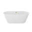 Baignoire autoportante 59 po en acrylique, baignoire autoportante, finition blanc brillant, trop-plein doré et bonde escamotable