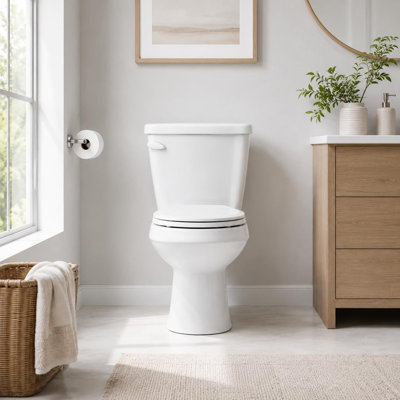 Toilette deux pièces à devant arrondi de 15 po à faible encombrement, chasse latérale et siège à fermeture en douceur 1,28 GPF pour les salles d'eau