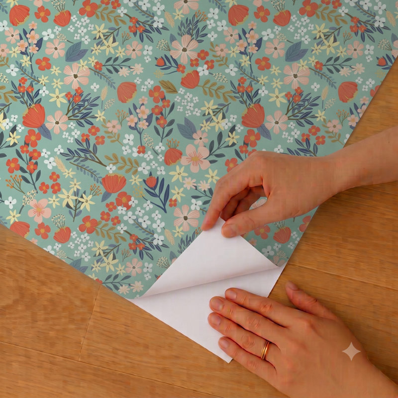 Papier peint Boswell vert floral Margarida, Vert