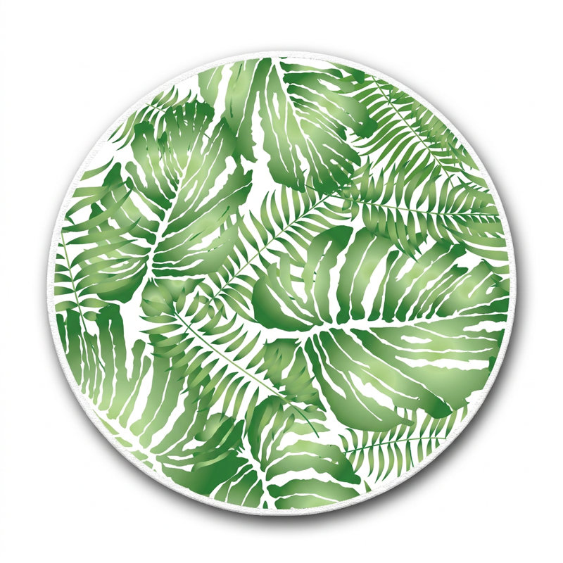 Belize Botanical Leaf Round Bathmat