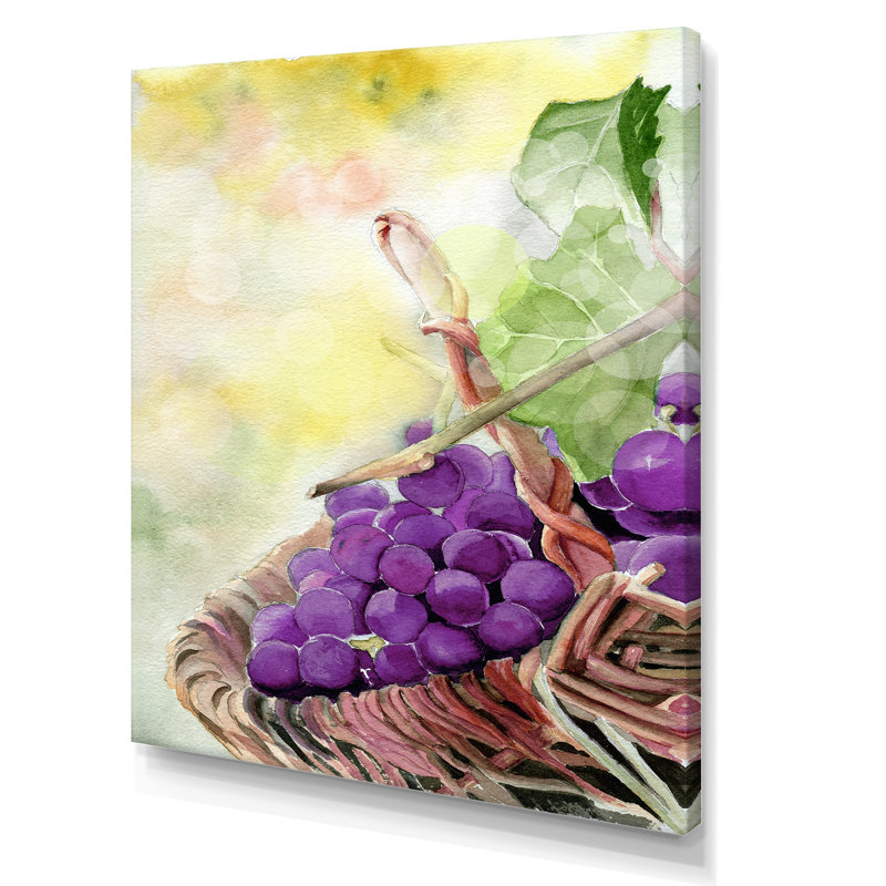 Grappe de raisin mauve - peinture sur toile, H 20 po x l 12 po x P 1 po, Toile tendue
