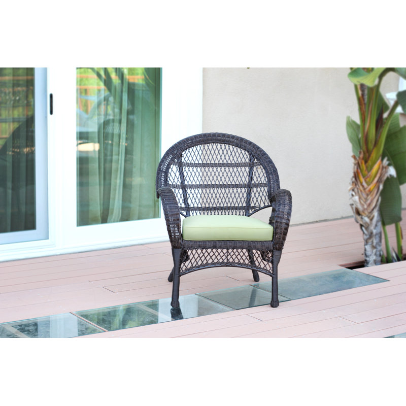 Bynum Wicker Outdoor Lounge Chair, Espresso, Sage Green