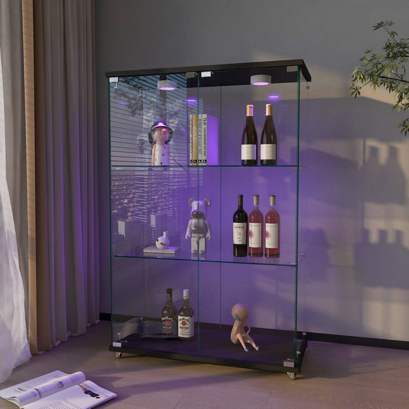Vitrine moderne en verre avec lumières DEL