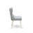 3 Piece Dining Set Contains a Round Dining Room Table with Dropleaf & Shelves and 2 Baby Blue Linen Fabric Upholstered Chairs, Linen White