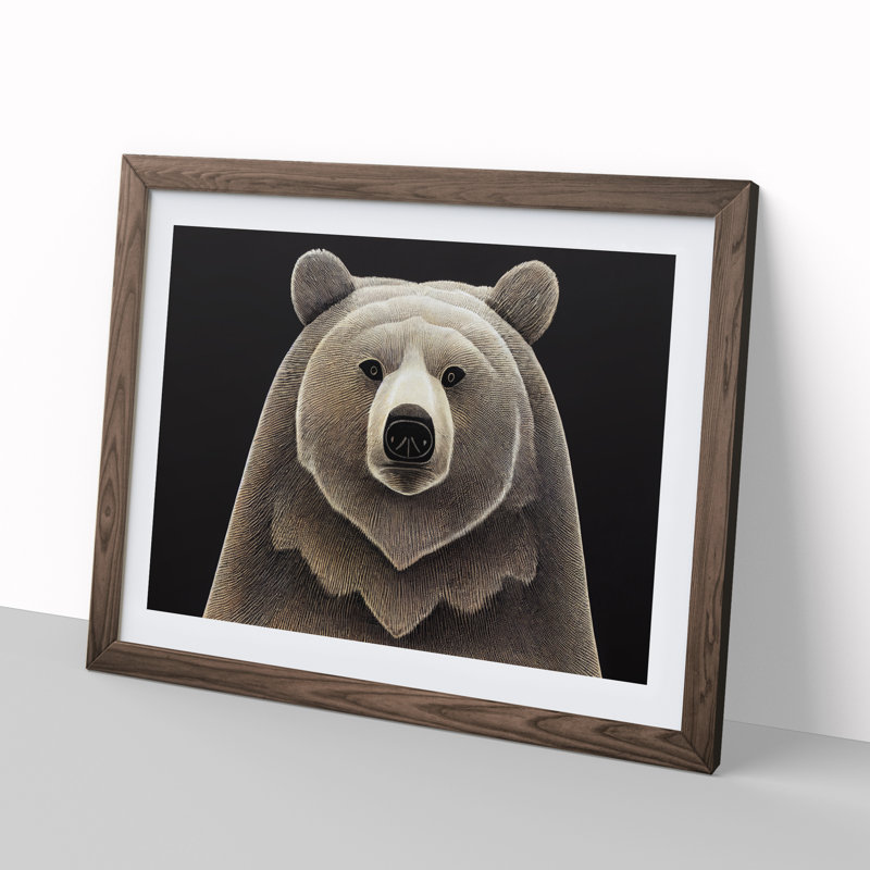 Enthralling Bear - Single Picture Frame Painting, 46cm H x 64cm W x 2cm D, Walnut 