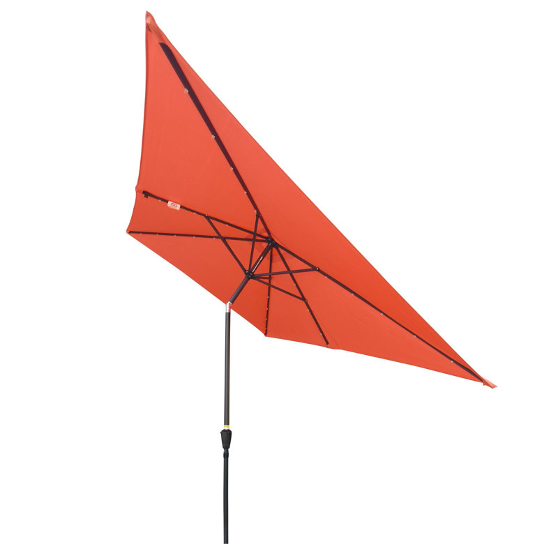 Parasol lumineux à énergie solaire à DEL, Rouge brique clair