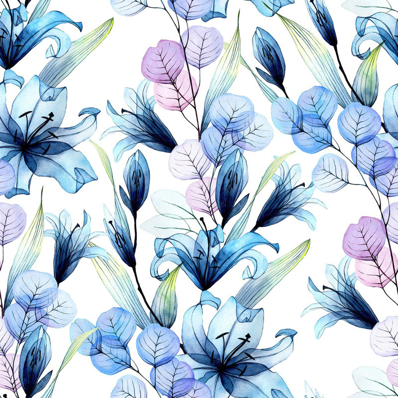 Rouleau de papier peint fleurs et feuilles L 18,75 pi x l 25 po