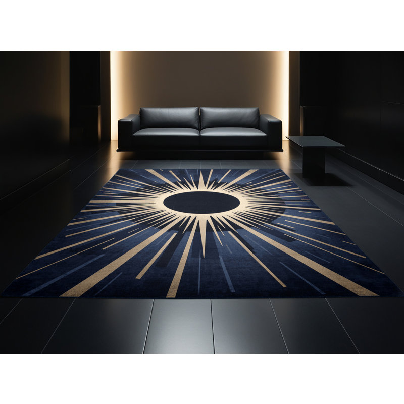 Machine Washable Palvinder Bold & Eclectic Modern Starburst Rug in Gray – Binding, 2 x 5