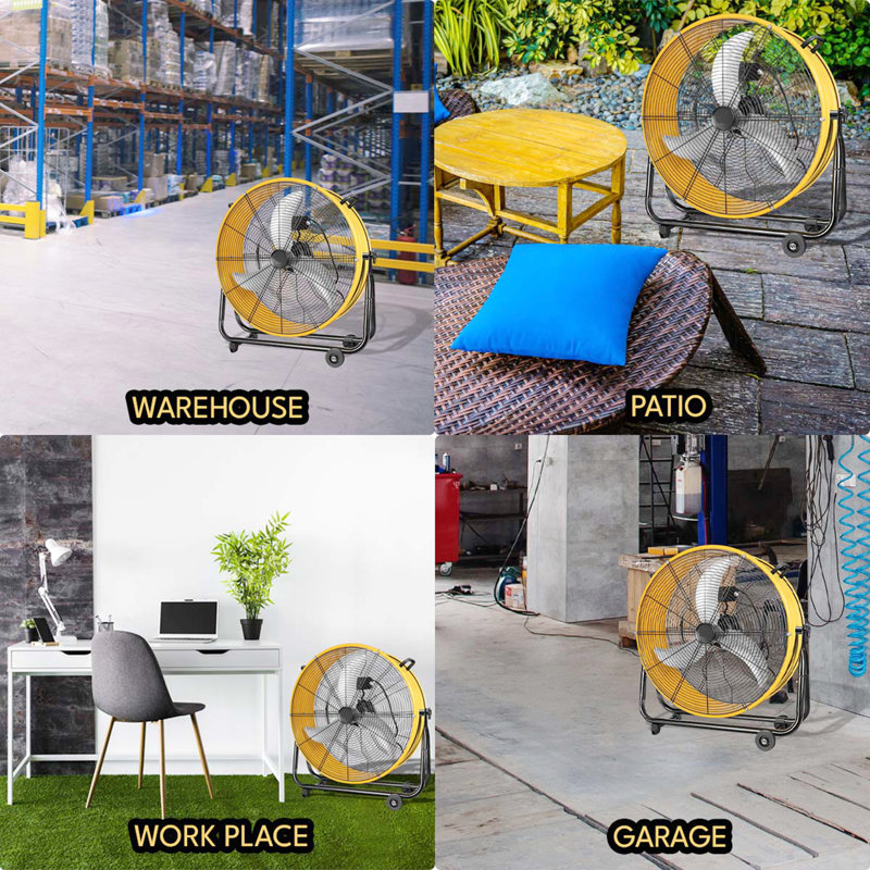 Speed Heavy Duty Metal Industrial Drum Fan, Air Circulation