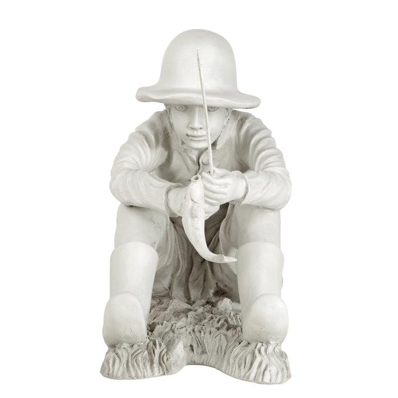 Fisherman Weather Resistant UV Resistant Polyresin Garden Statue