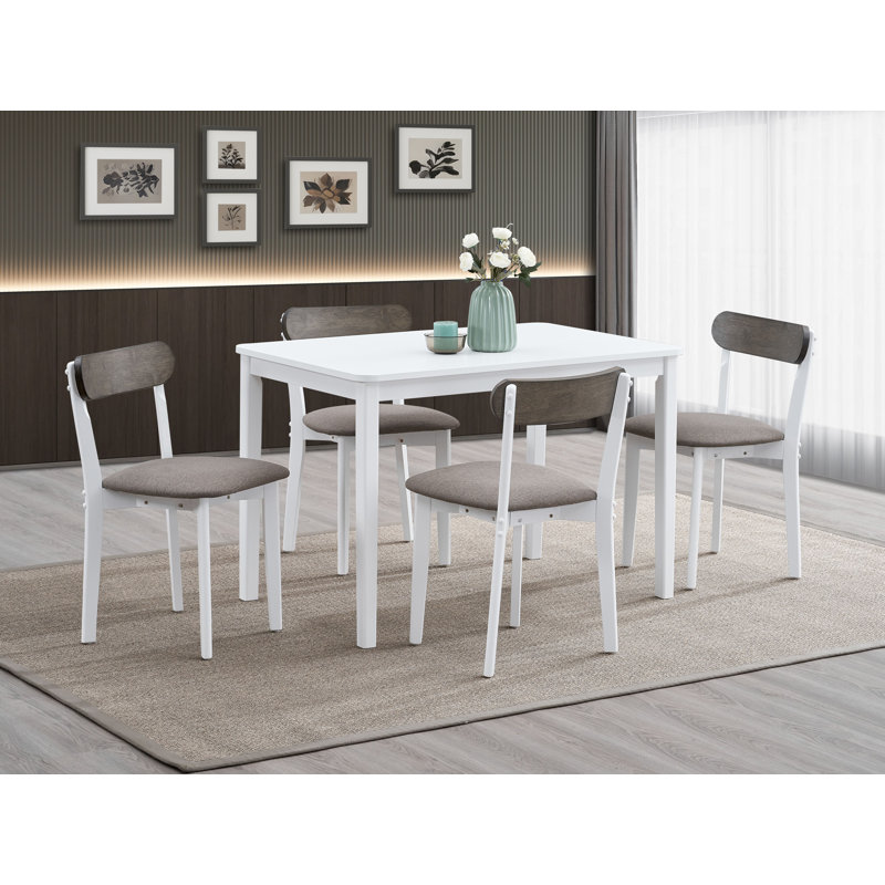 Emillia 5-Piece Dining Set in White & Gray